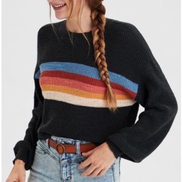 American Eagle Outfitters Sweaters - American Eagle Cropped Rainbow Stripe Sweater